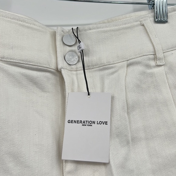 🆕Generation Love Mona High Waist Cuffed Denim White Shorts Classic Fit - Picture 8 of 13